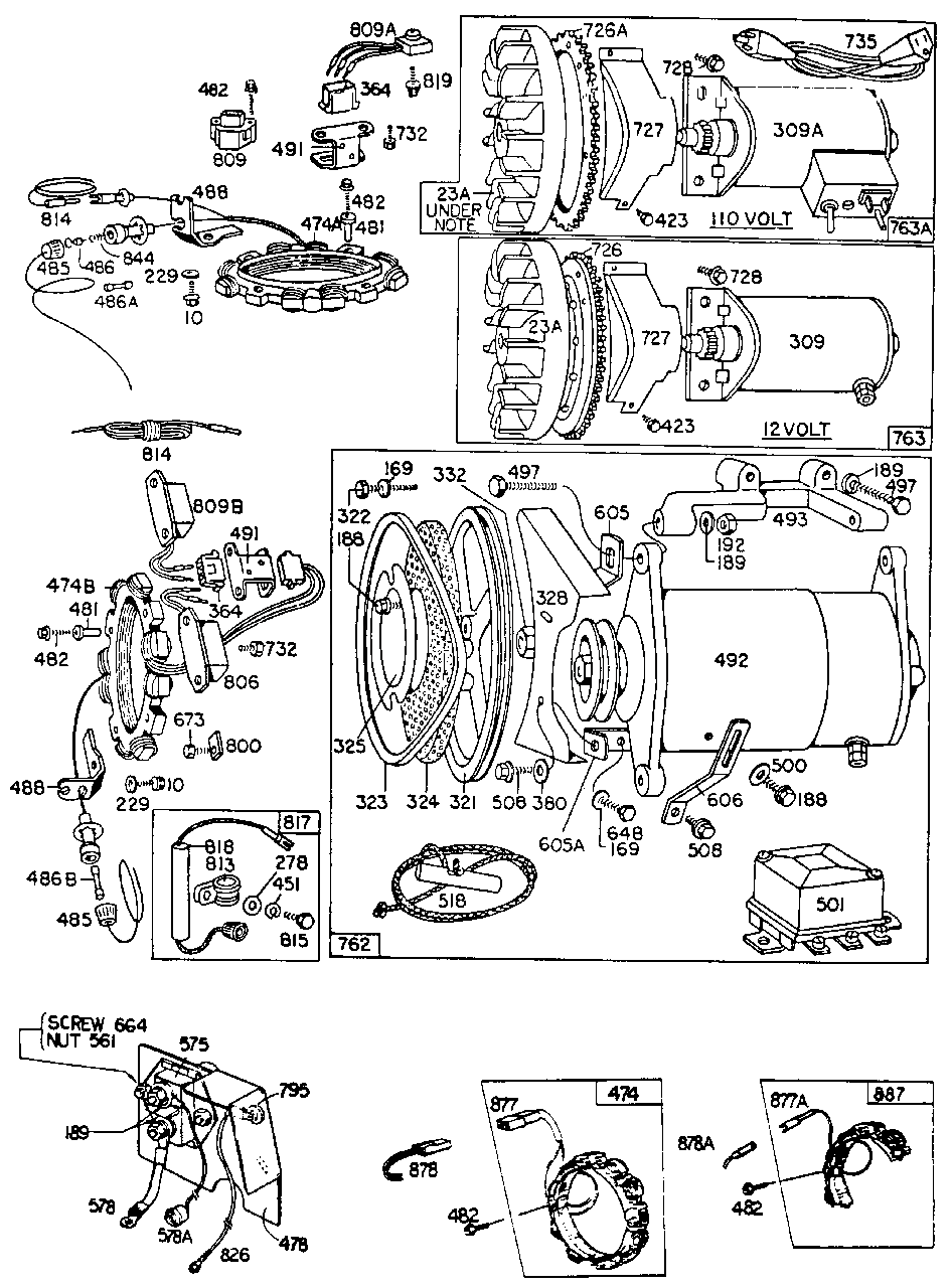 Electric Starters 2 Diagram and Parts List for 190436-0872-XX  Briggs and Stratton Engine